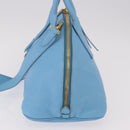 Miu Miu Hand Bag Leather 2way Light Blue Gold Auth ka4918M-4