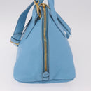 Miu Miu Hand Bag Leather 2way Light Blue Gold Auth ka4918M-5