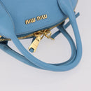 Miu Miu Hand Bag Leather 2way Light Blue Gold Auth ka4918M-7