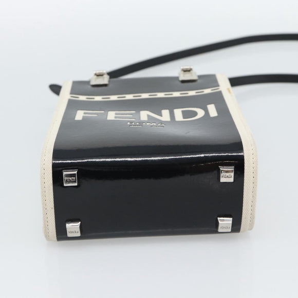 FENDI Hand Bag Patent leather 2way Black Silver Auth ka4919M