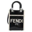 FENDI Hand Bag Patent leather 2way Black Silver Auth ka4919M-13