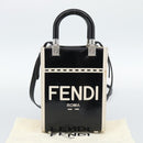 FENDI Hand Bag Patent leather 2way Black Silver Auth ka4919M-12