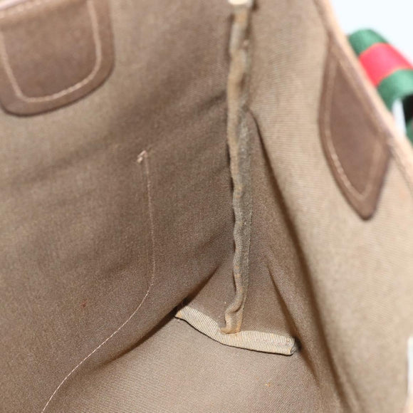 GUCCI GG Supreme Web Sherry Line Tote Bag PVC Beige Red 39 02 003 Auth ka492