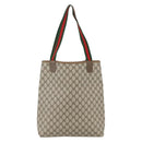 GUCCI GG Supreme Web Sherry Line Tote Bag PVC Beige Red 39 02 003 Auth ka492-3