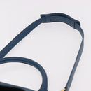 CELINE Trapeze Hand Bag Leather 2way Blue Gold Auth ka4923V-15