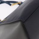 CELINE Trapeze Hand Bag Leather 2way Blue Gold Auth ka4923V-18