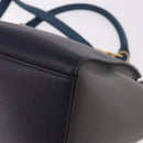 CELINE Trapeze Hand Bag Leather 2way Blue Gold Auth ka4923V-19