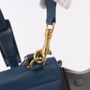 CELINE Trapeze Hand Bag Leather 2way Blue Gold Auth ka4923V-20