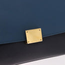 CELINE Trapeze Hand Bag Leather 2way Blue Gold Auth ka4923V-21