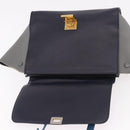 CELINE Trapeze Hand Bag Leather 2way Blue Gold Auth ka4923V-22