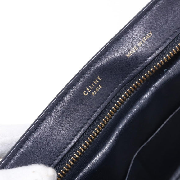 CELINE Trapeze Hand Bag Leather 2way Blue Gold Auth ka4923V