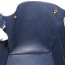 CELINE Trapeze Hand Bag Leather 2way Blue Gold Auth ka4923V-26