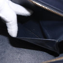 CELINE Trapeze Hand Bag Leather 2way Blue Gold Auth ka4923V-27