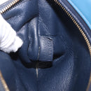 CELINE Trapeze Hand Bag Leather 2way Blue Gold Auth ka4923V-11