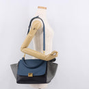 CELINE Trapeze Hand Bag Leather 2way Blue Gold Auth ka4923V-29