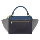 CELINE Trapeze Hand Bag Leather 2way Blue Gold Auth ka4923V-2