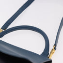 CELINE Trapeze Hand Bag Leather 2way Blue Gold Auth ka4923V-14