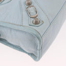 BALENCIAGA Mini City Hand Bag Leather 2way Light Blue Silver 309544 Auth ka4924A-12