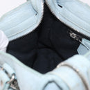 BALENCIAGA Mini City Hand Bag Leather 2way Light Blue Silver 309544 Auth ka4924A-20