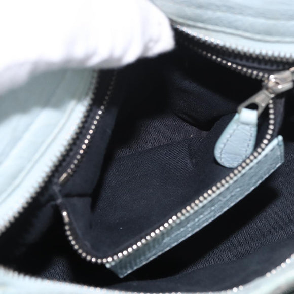BALENCIAGA Mini City Hand Bag Leather 2way Light Blue Silver 309544 Auth ka4924A