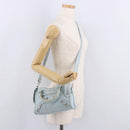 BALENCIAGA Mini City Hand Bag Leather 2way Light Blue Silver 309544 Auth ka4924A-24