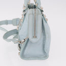 BALENCIAGA Mini City Hand Bag Leather 2way Light Blue Silver 309544 Auth ka4924A-4