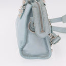 BALENCIAGA Mini City Hand Bag Leather 2way Light Blue Silver 309544 Auth ka4924A-5