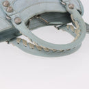 BALENCIAGA Mini City Hand Bag Leather 2way Light Blue Silver 309544 Auth ka4924A-7