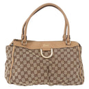 GUCCI GG Canvas Abbey Hand Bag Beige Gold 189831 Auth ka4927-13