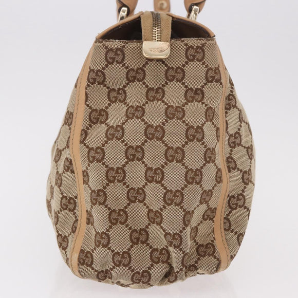 GUCCI GG Canvas Abbey Hand Bag Beige Gold 189831 Auth ka4927