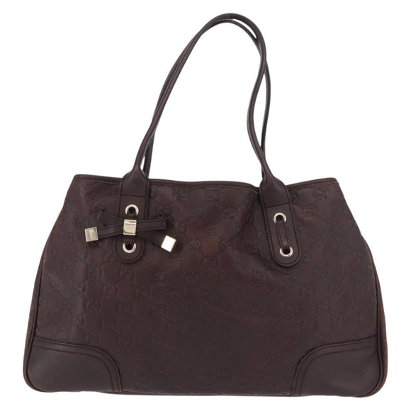 GUCCI GG Canvas Guccissima Princess Bag Leather Brown Gold 163805 Auth ka4928A