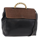 LOEWE Velazquez Hand Bag Leather 2way Black Gold Auth ka4929A-1