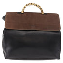 LOEWE Velazquez Hand Bag Leather 2way Black Gold Auth ka4929A-13