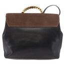 LOEWE Velazquez Hand Bag Leather 2way Black Gold Auth ka4929A-2