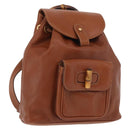 GUCCI Bamboo Backpack Leather Brown Gold 003 2058 0030 Auth ka4930-1