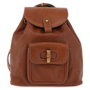 GUCCI Bamboo Backpack Leather Brown Gold 003 2058 0030 Auth ka4930-13