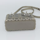 Christian Dior Lady Dior Canage Hand Bag Satin 2way Gray Silver Auth ka4931SAM-5