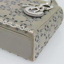 Christian Dior Lady Dior Canage Hand Bag Satin 2way Gray Silver Auth ka4931SAM-9
