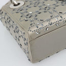 Christian Dior Lady Dior Canage Hand Bag Satin 2way Gray Silver Auth ka4931SAM-16