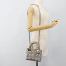 Christian Dior Lady Dior Canage Hand Bag Satin 2way Gray Silver Auth ka4931SAM-25