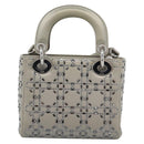 Christian Dior Lady Dior Canage Hand Bag Satin 2way Gray Silver Auth ka4931SAM-2