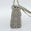 Christian Dior Lady Dior Canage Hand Bag Satin 2way Gray Silver Auth ka4931SAM-3