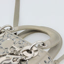 Christian Dior Lady Dior Canage Hand Bag Satin 2way Gray Silver Auth ka4931SAM-14