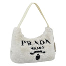 PRADA Hand Pouch Hand Bag Pile White Silver Auth ka4933V-1
