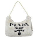 PRADA Hand Pouch Hand Bag Pile White Silver Auth ka4933V-13