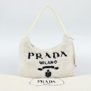 PRADA Hand Pouch Hand Bag Pile White Silver Auth ka4933V-12