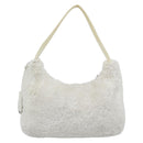 PRADA Hand Pouch Hand Bag Pile White Silver Auth ka4933V-2