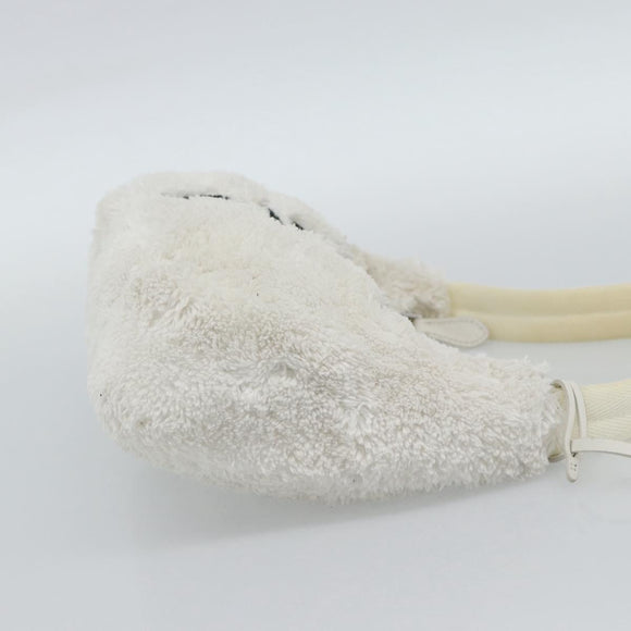 PRADA Hand Pouch Hand Bag Pile White Silver Auth ka4933V