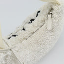 PRADA Hand Pouch Hand Bag Pile White Silver Auth ka4933V-6