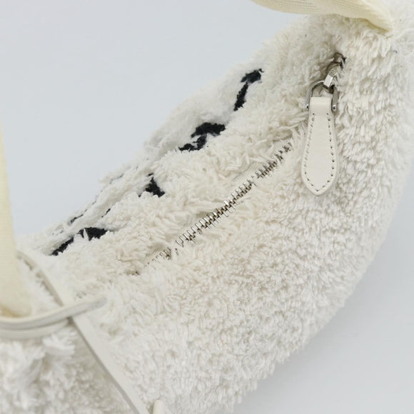 PRADA Hand Pouch Hand Bag Pile White Silver Auth ka4933V